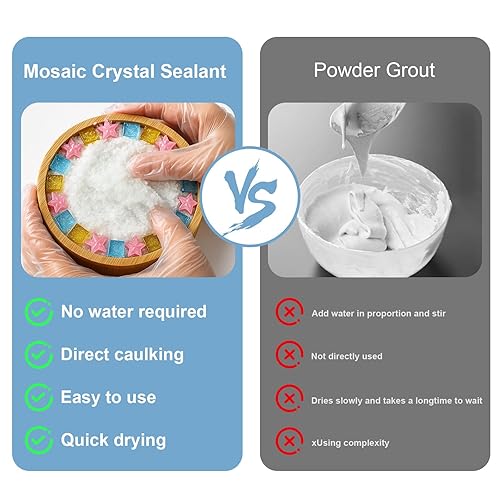 Miniatura 6 de DINGSEN Kit de mosaico, incluye pegamento de mosaico y lechada, aplicador, guantes, perfecto para hacer decoración del hogar, manualidades, regalos