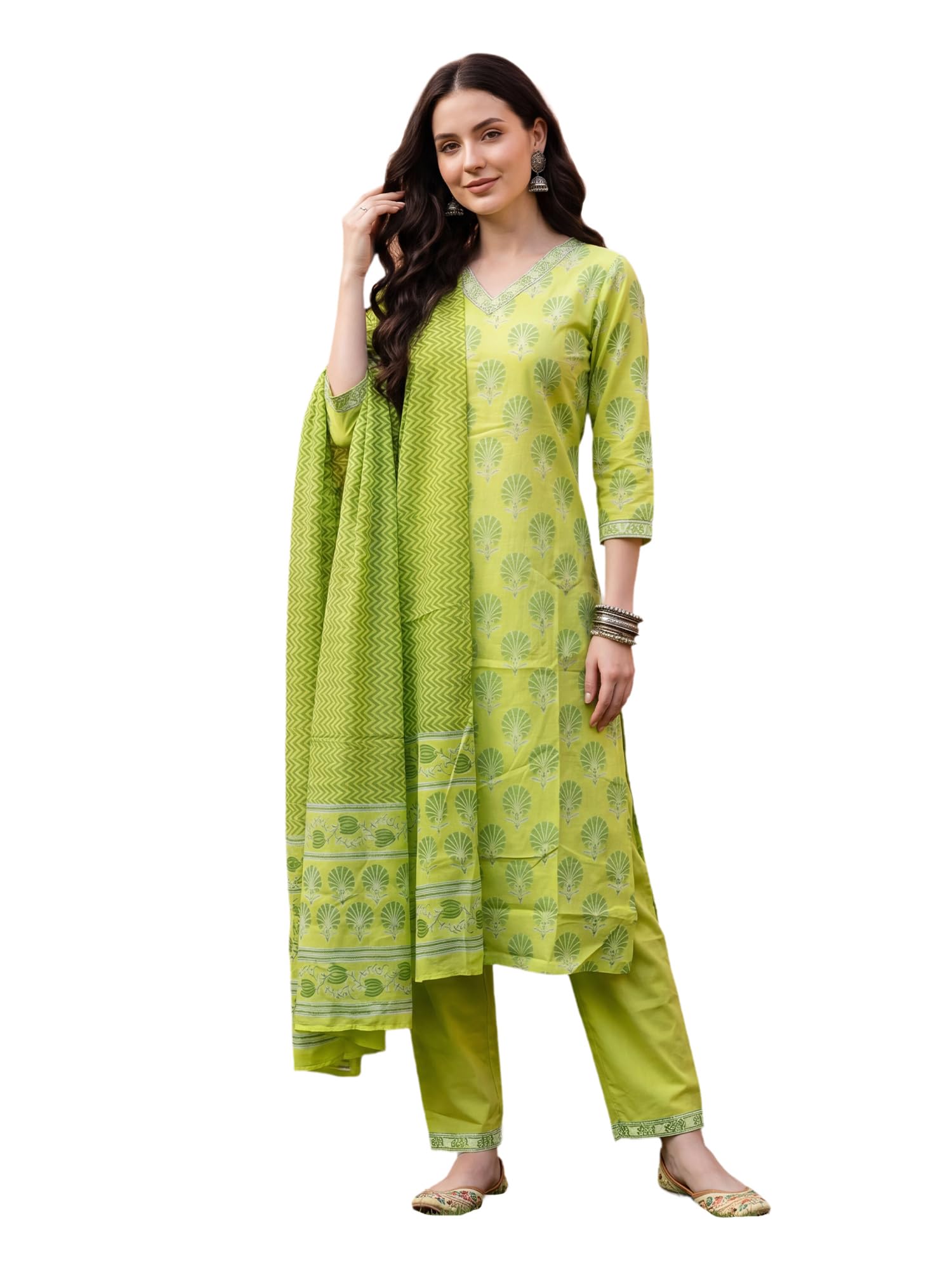 Women's Pure Cotton Printed Kurta & Pant with Dupatta Set-image-25