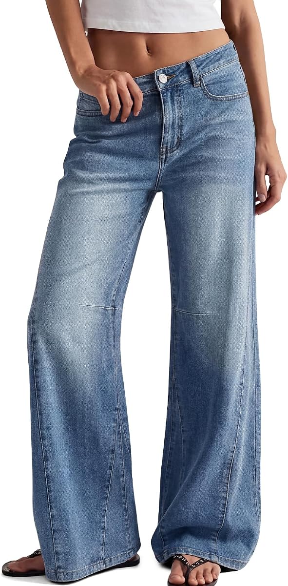 Women's High Waisted Wide Leg Jeans Barrel Baggy Pants