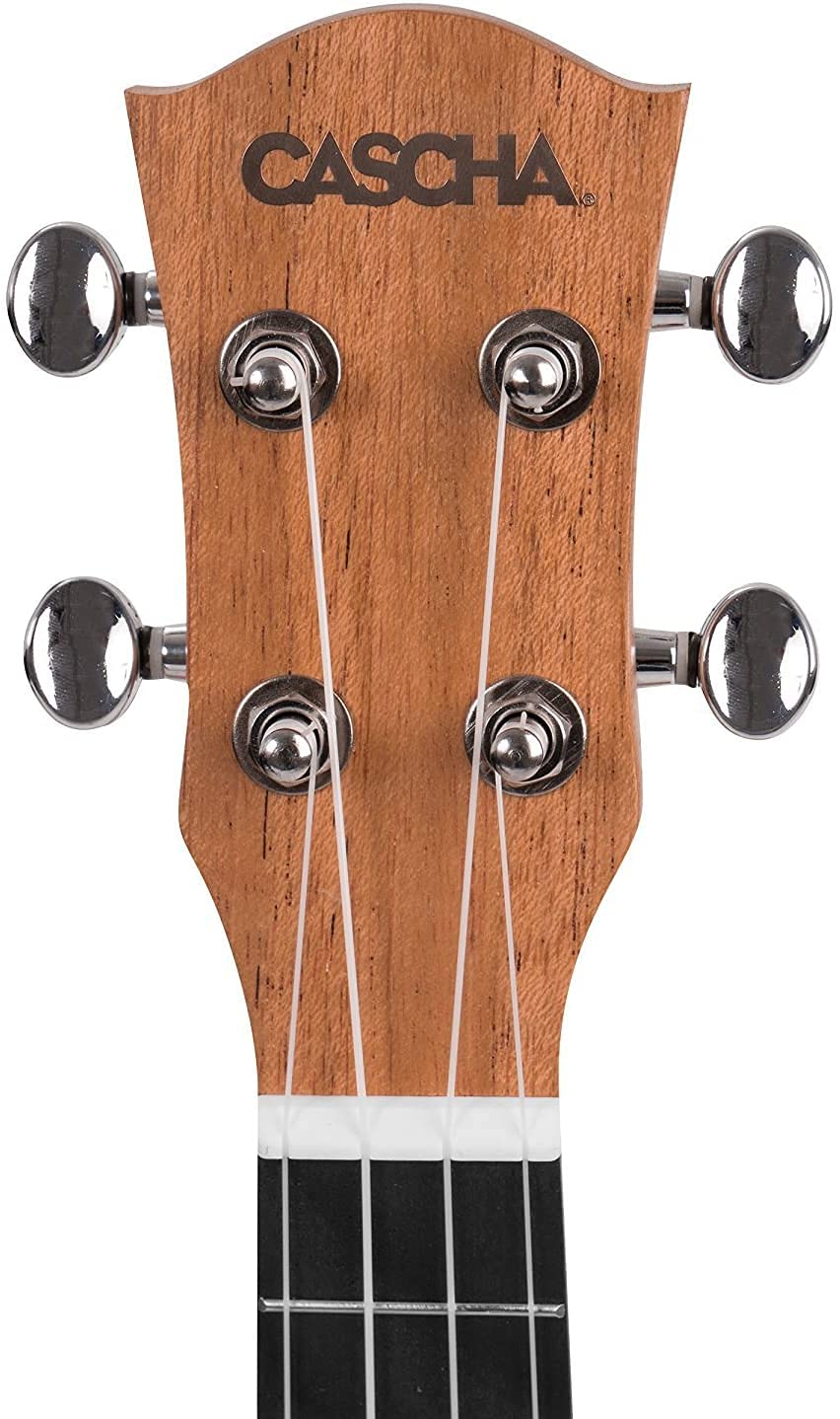 CASCHA HH 2027 FR Set de Ukulélé Soprano Premium Acajou avec une méthode en français, accordeur, sac rembourré, 3 plectres et cordes Aquila de qualité Marron