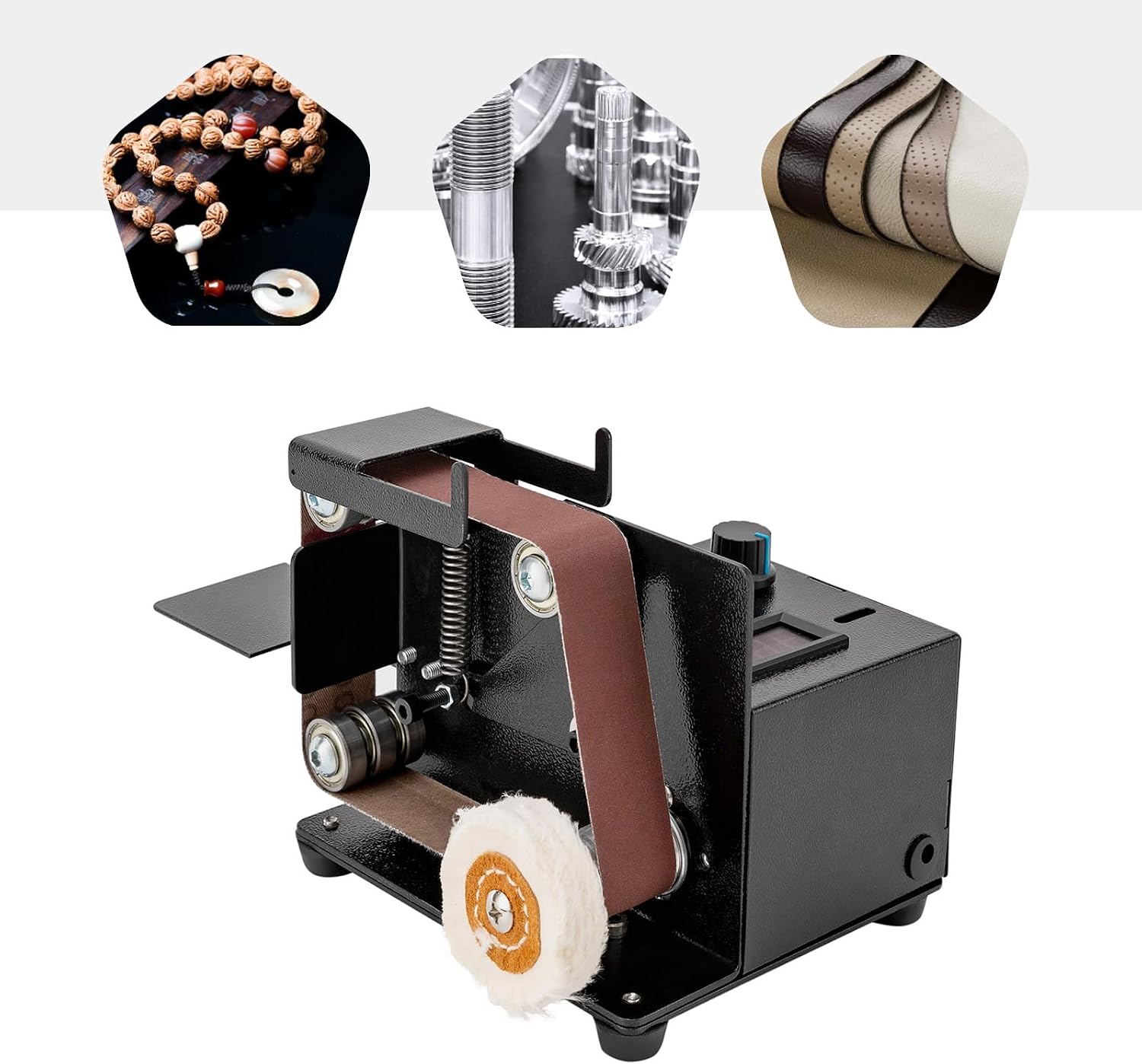 Electric Mini Belt Sander Grinder Wood Polishing Machine Tool 13000r/min 180W,with 10PC Abrasive Belt for Knife Making Woodworking Metal Cutter Edges