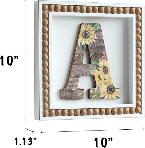 Miniatura 3 de COLLECTIVE HOME - Letreros de pared con monograma, girasol decorativo con cuentas, letras personalizadas para decoración de pared, letreros del