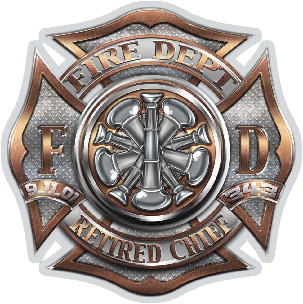 Firefighter Decals, Show Your Pride with Our Retired Chief Patriotic Decals, Perfect for Your Kitchen, Car, Wall or Bike, Gifts for Firefighters (12IN)