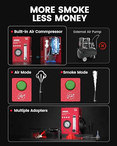 Miniatura 6 de ANCEL Máquina de humo automotriz S3000 PRO con bomba de aire integrada y manómetro de presión. Kit profesional de herramientas de diagnóstico de