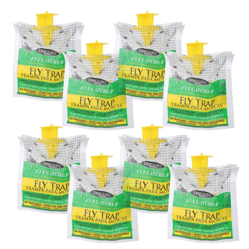 4Pcs Hanging Fly Trap, Fly Catcher Waterproof, Non Toxic Insect Killer for Home Garden (8Pcs)