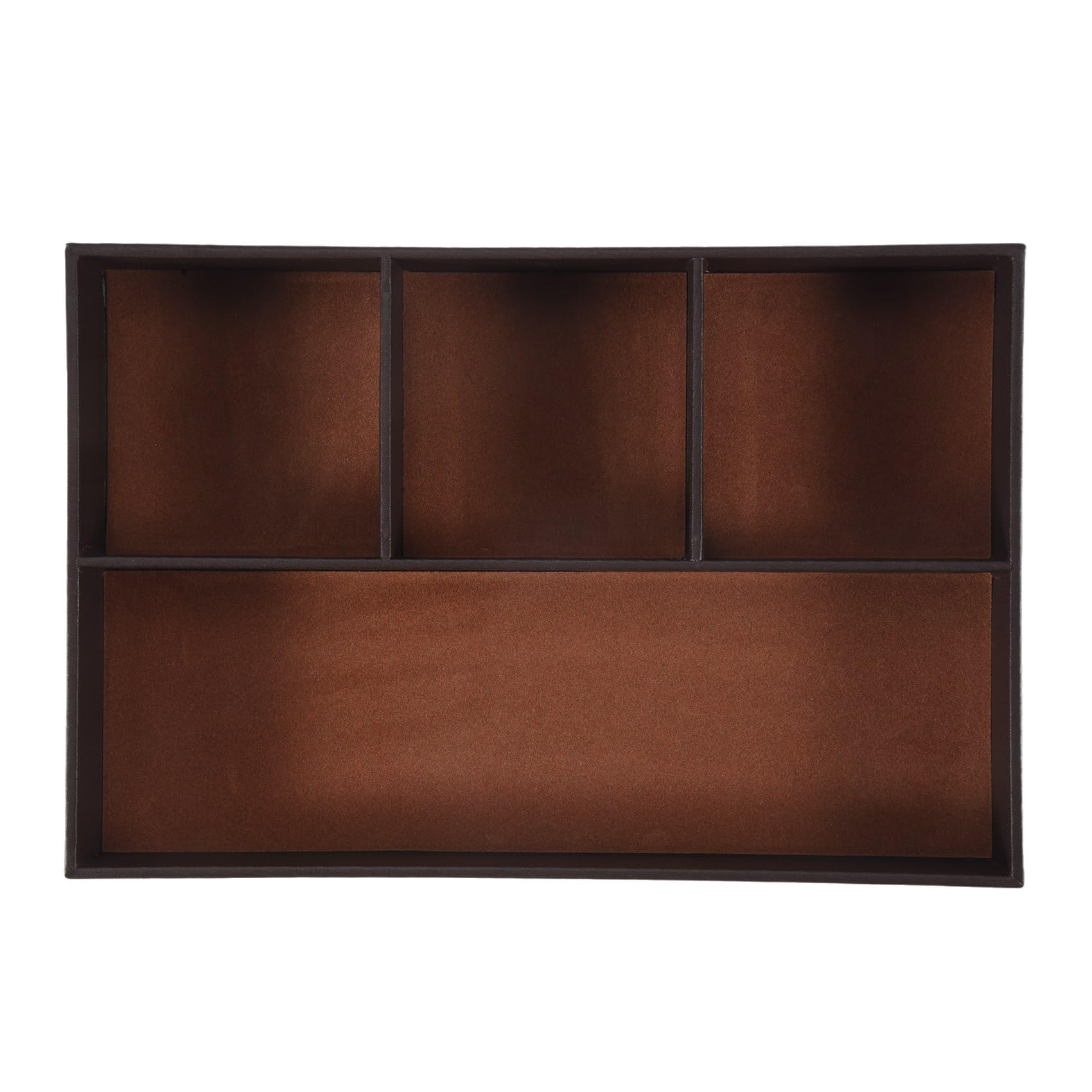 RESFNSE 4 Slots Desk Drawer Organizer, Pu Leather Drawer Storage Organizer Divider for Desk Supplies Value Collection and Accessories Purpose Storage Desktop Organizer Tray(Brown)