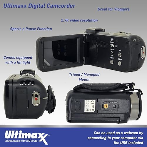 Miniatura 2 de Ultimaxx Videocámara de cámara 4K de 42 MP, grabadora de video, compatible con vlogging, YouTube, TikTok, videocámara digital con pantalla LCD de 3