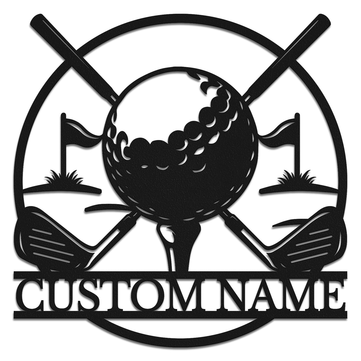 Senyer Style-9 Personalized Custom Crossed Golf Metal Wall Art,Personalized Golfer Name Sign Decoration For Room,Hole Golf Club Decoration (Style-9)
