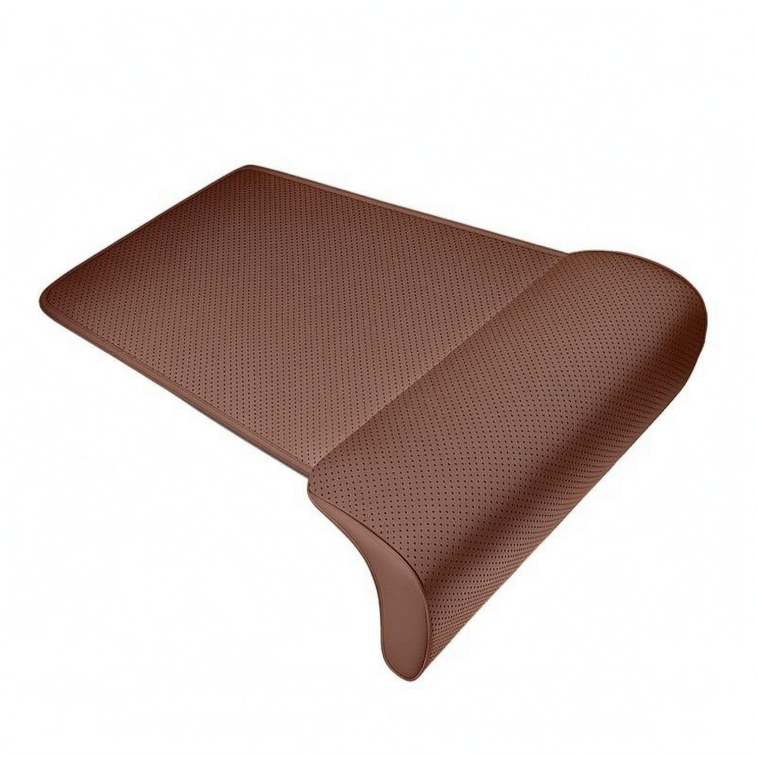 Non-Slip Base Car Seat Leg Rest Chestnut Brown Leather | Non-Slip Base Car Seat Leg Rest Cushion Perforated Snap-on Leather-Like Under-Thigh Support Contoured Chestnut Brown Leather-image-2