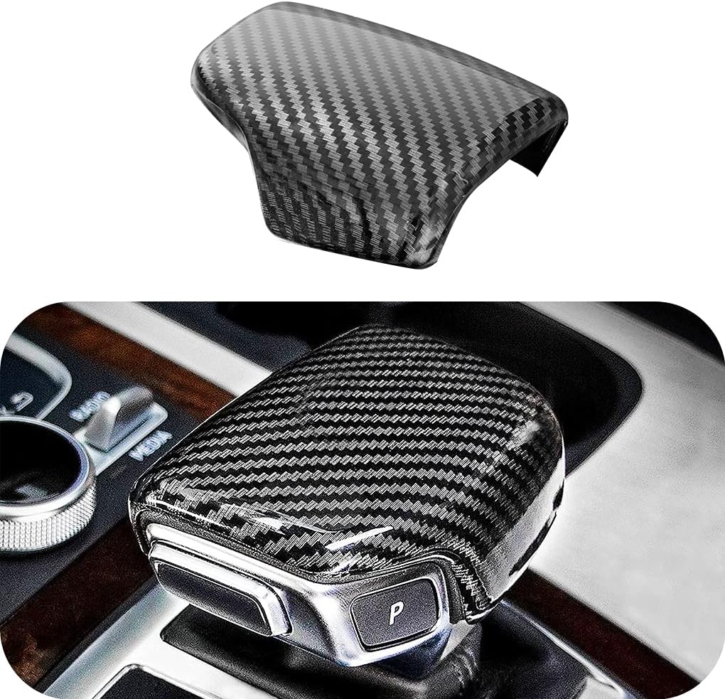 Sport Style Gear Shift Knob Cover Sticker Head Trim for Au-di A4 S4 2017-2020/A4 allroad 2017-2020/A5 S5 2017-2020/Q5 2017-2019/SQ5 2018-2020/Q7 2017-2019 (ABS with Carbon Fiber Pattern)