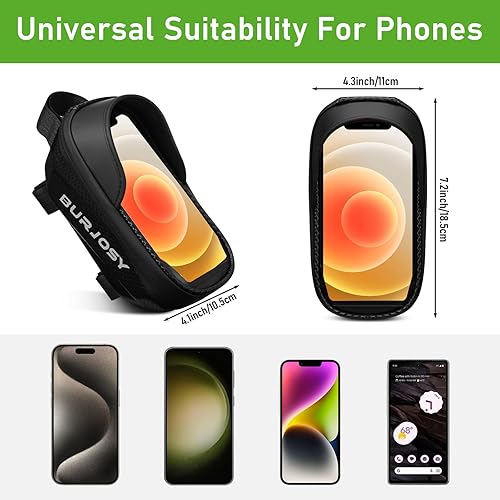 Miniatura 5 de Bolsa impermeable para teléfono de bicicleta, bolsa para manillar de bicicleta con pantalla táctil de TPU y visera solar, bolsa para marco de