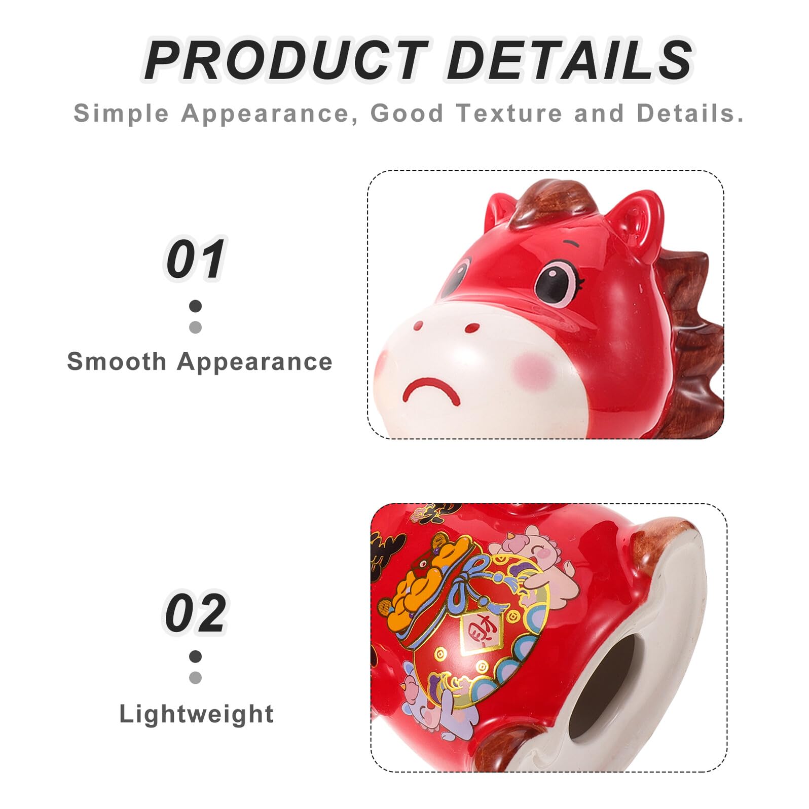 Abaodam Keramik Sparschwein Pferd Feng Shui Spardose Münzbank Neujahrsdeko Kompakt Langlebig
