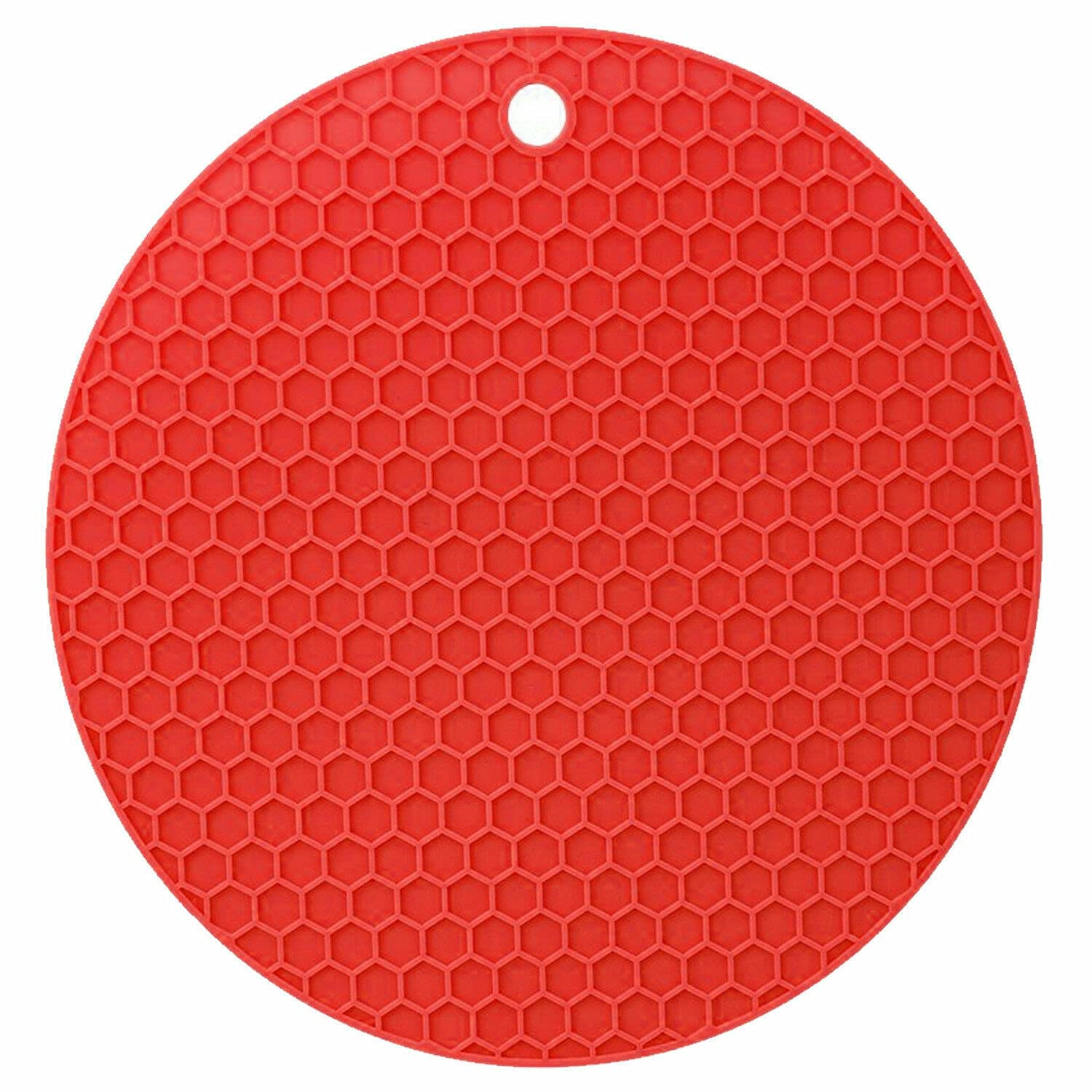 Round Silicone Heat Silicone Trivet Mat Pan Non Slip Hot Pan Holder (Red)