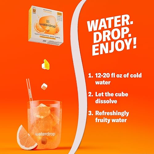 Miniatura 4 de Waterdrop - Cubos de hidratación con vitamina C, vitaminas B y electrolitos, paquete variado de electrolitos de 4 sabores, cubos potenciadores de