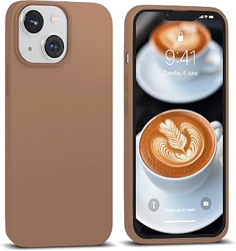 IceSword iPhone 14 Case Coffee 2022,Liquid Silicone Case Phone Cover Slim Protective,Soft Anti-Scratch Microfiber Lining,Cute Brunette Chocolate Walnut Brown [Shockproof] 6.1inch iP14 - Coffee