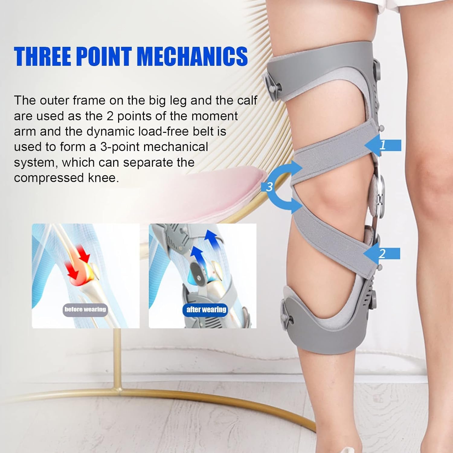 Soporte De Rodilla, Inmovilizador De Rodilla con Bisagras Flexibles, Estabilizador De Soporte De Rodilla Ajustable, para Aliviar El Dolor De Rodilla, Artritis, Lesiones De Ligamentos