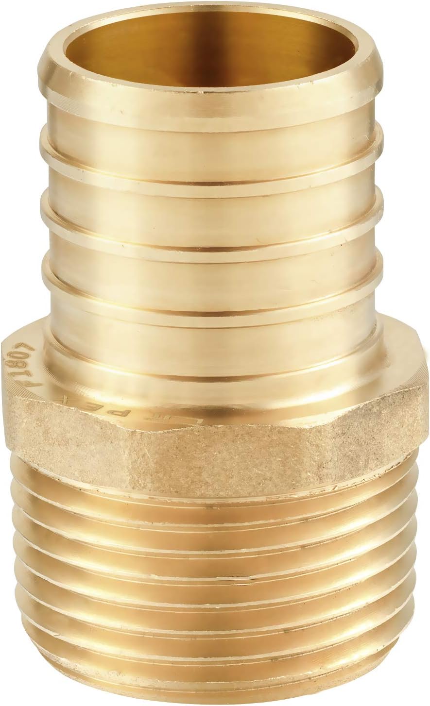 1" PEX Crimp Fittings - Brass NPT Adapter, Pack of 5, 1" x 1" Pex Fitting for Pipes in Plumbing(PEX1807278-5Pack)