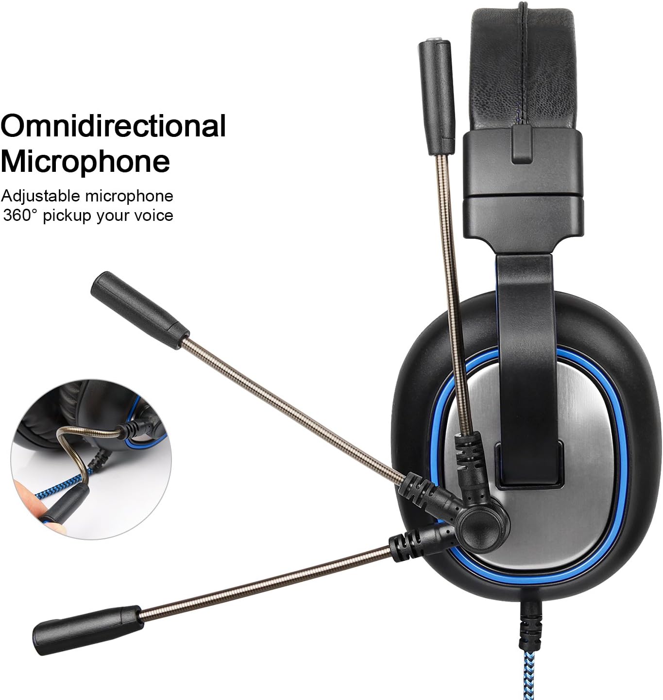 SA-R4 Gaming Headset 3.5mm Wired Over-Ear Headphones with Mic Noise Isolating Volume Control for PC Mac Xbox One PS4 -Black