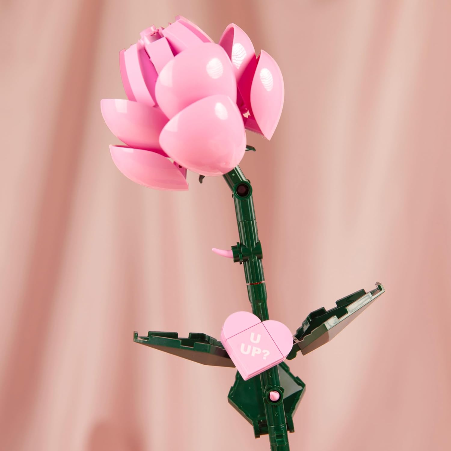 Brickcraft Bricktanicals Pink Long Stem Rose Building Set, 102 Pieces, 18 Inch Buildable Flower, Romantic Valentines Day Gift, Decorative Home Decor Display, Creative Construction Kit for Ages 8+ Toy