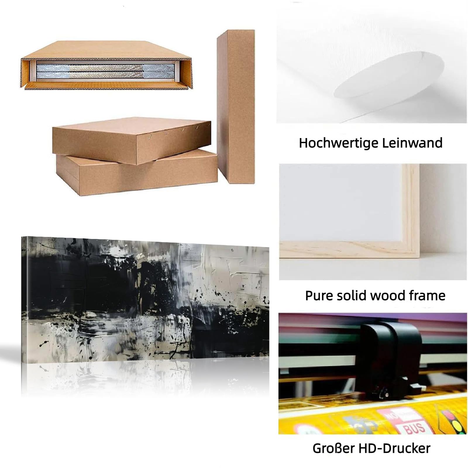 18meng Art Abstrakt Bilder auf Leinwand 200x100 cm Leinwandbild Schwarz Weiß Groß XXL Wanddeko Bild Schlafzimmer Küche Wandbilder Dekoration Wohnzimmer Canvas Design Wand Kunstdruck Ohne Rahmen
