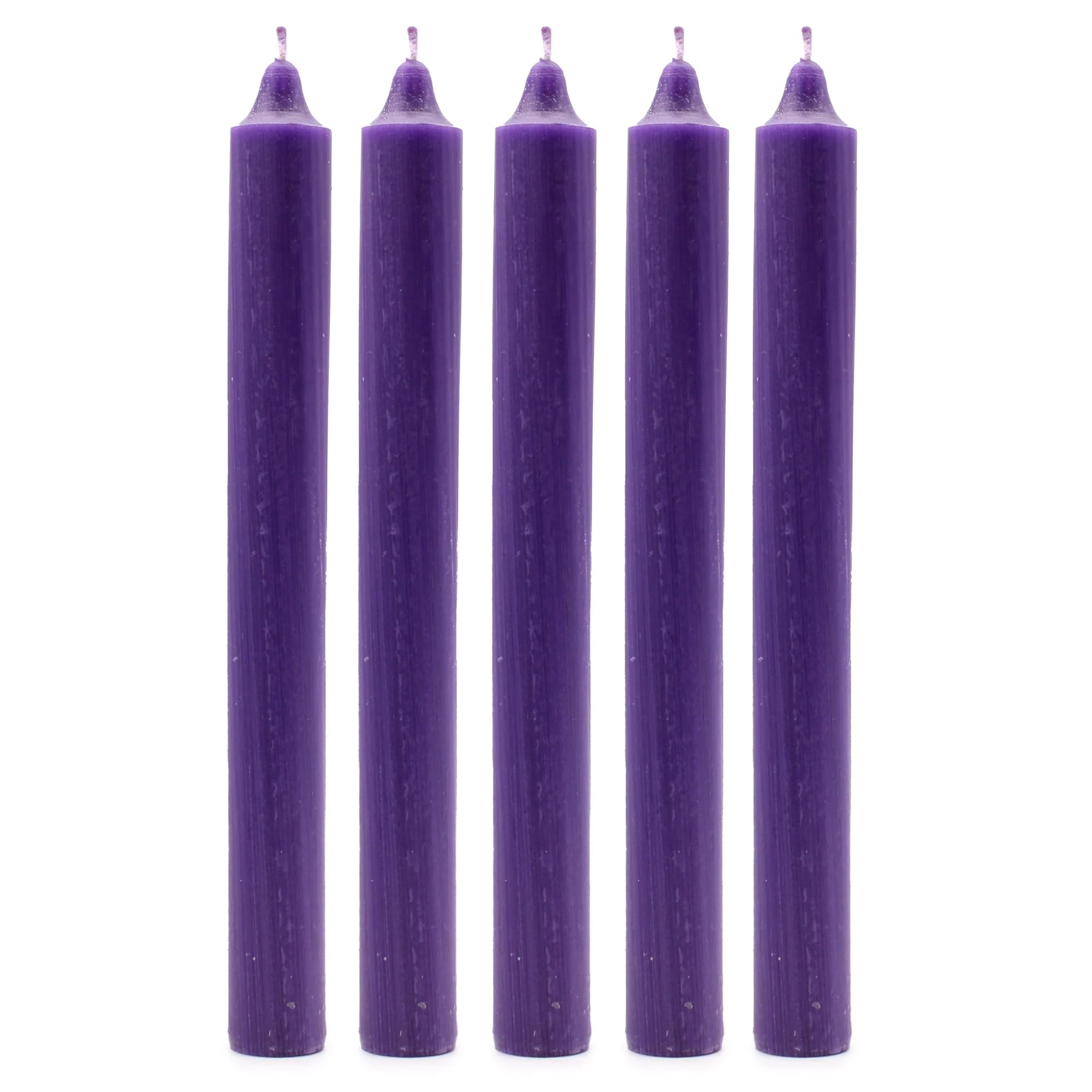 Straight Dinner Candles - 23cm / 9 Inch Long - Non-Drip, Unscented & Smokeless - (Rustic Purple) Pack of 5