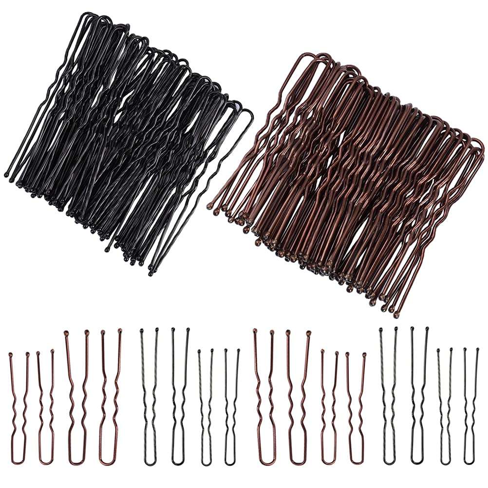 Horquillas para el Pelo 5 cm 6 cm Metal en Forma de U Invisible con Caja de Almacenamiento 200 Piezas Negro Marrón
