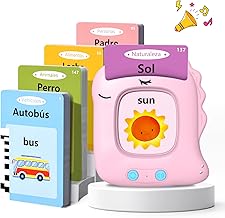 Talking Flash Cards Educational Toys for Children 2+ Years 112 Sheets 224 Words Talking Cards Learning Toys Talking Flash Card, Spanish/English/Bilingual (Pink)