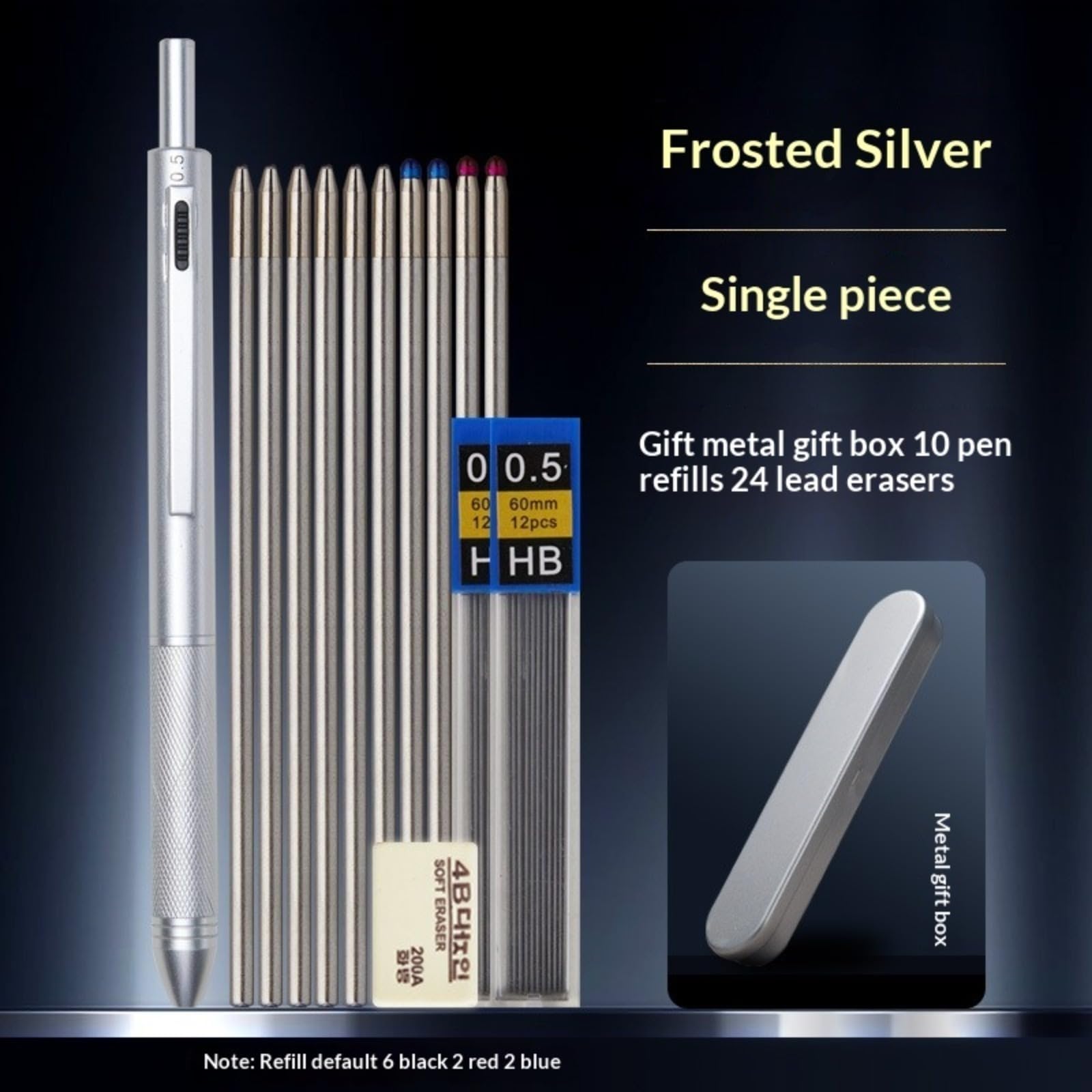 4 in 1 penna del sensore di gravità, strumento di scrittura metallico multifunzionale, 3 colori a sfera & matita meccanica 0,5 mm, ritirabile per ufficio e scuola
