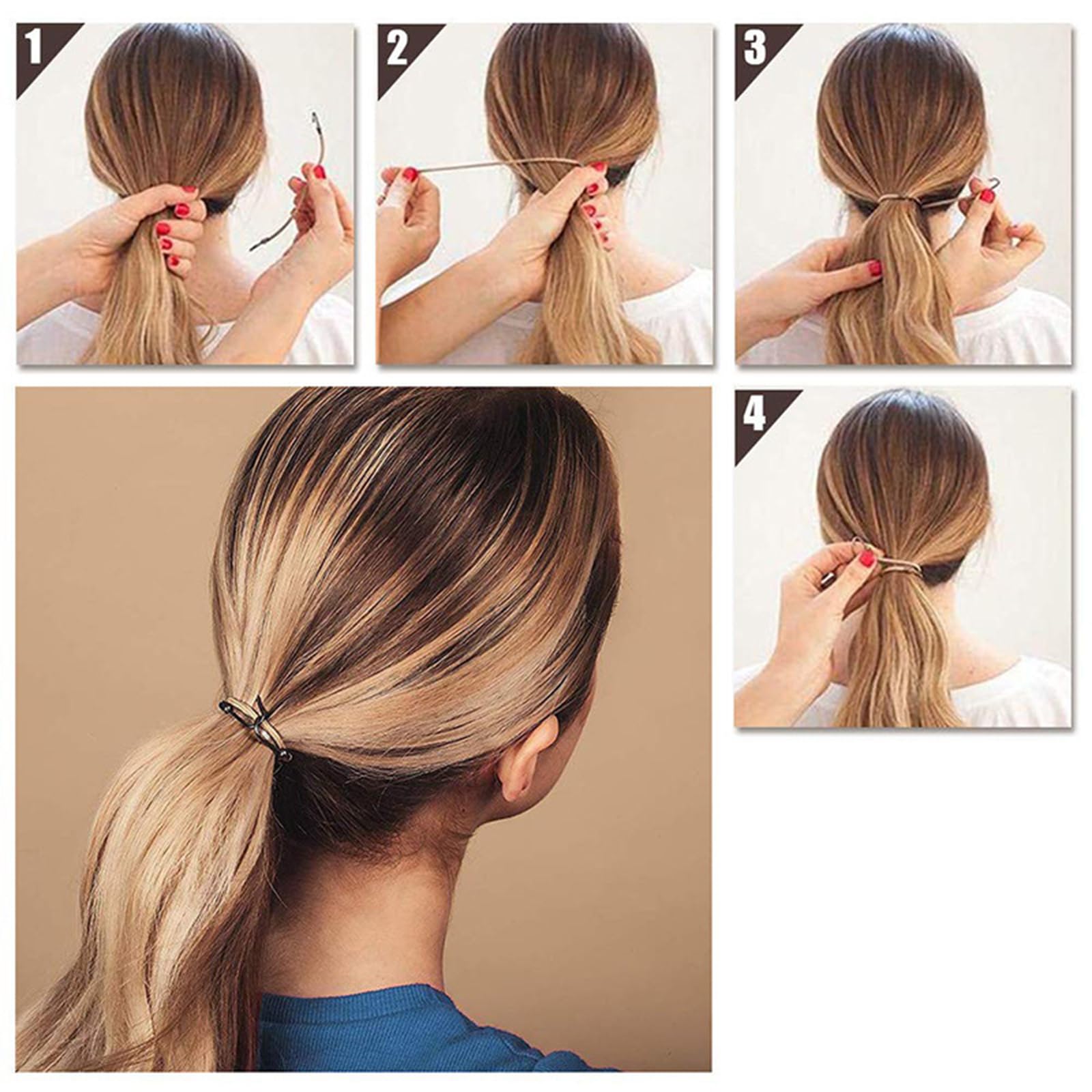 Paquete de 10 ganchos elásticos para el cabello, coleteros coloridos y cómodos, accesorios para el cabello para coletas, color marrón oscuro