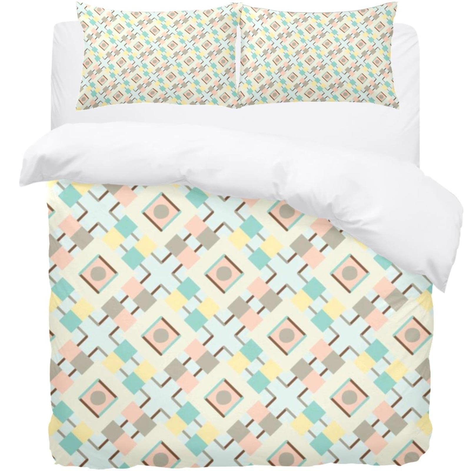 Parure de lit housse de couette motif abstrait 2 personnes avec taies d'oreiller chambre adulte