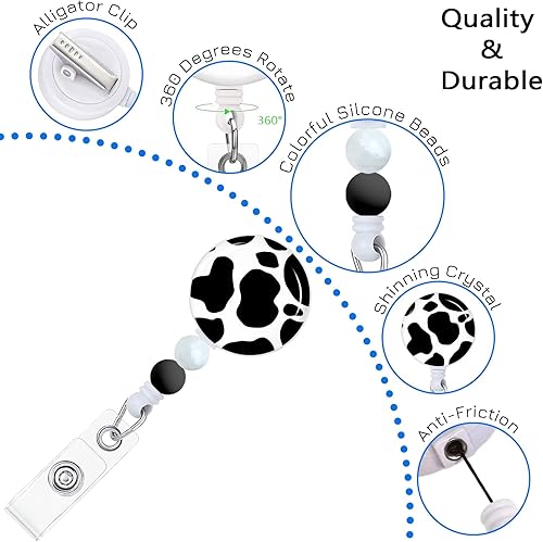 Vista 16 de Gctriki Carretes de insignia retráctiles con cuentas de silicona, clip retráctil con soporte de insignia, clip retráctil, llavero de identificación