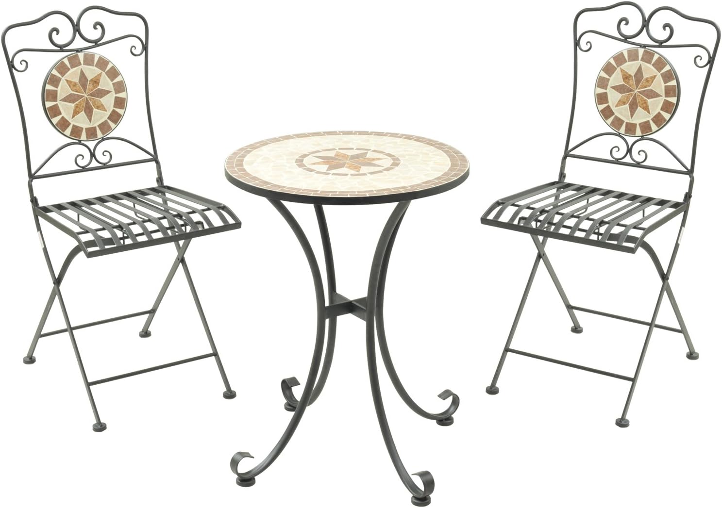 山善(YAMAZEN) ガーデン3点セット モザイク調テーブル&チェア HMTS-50