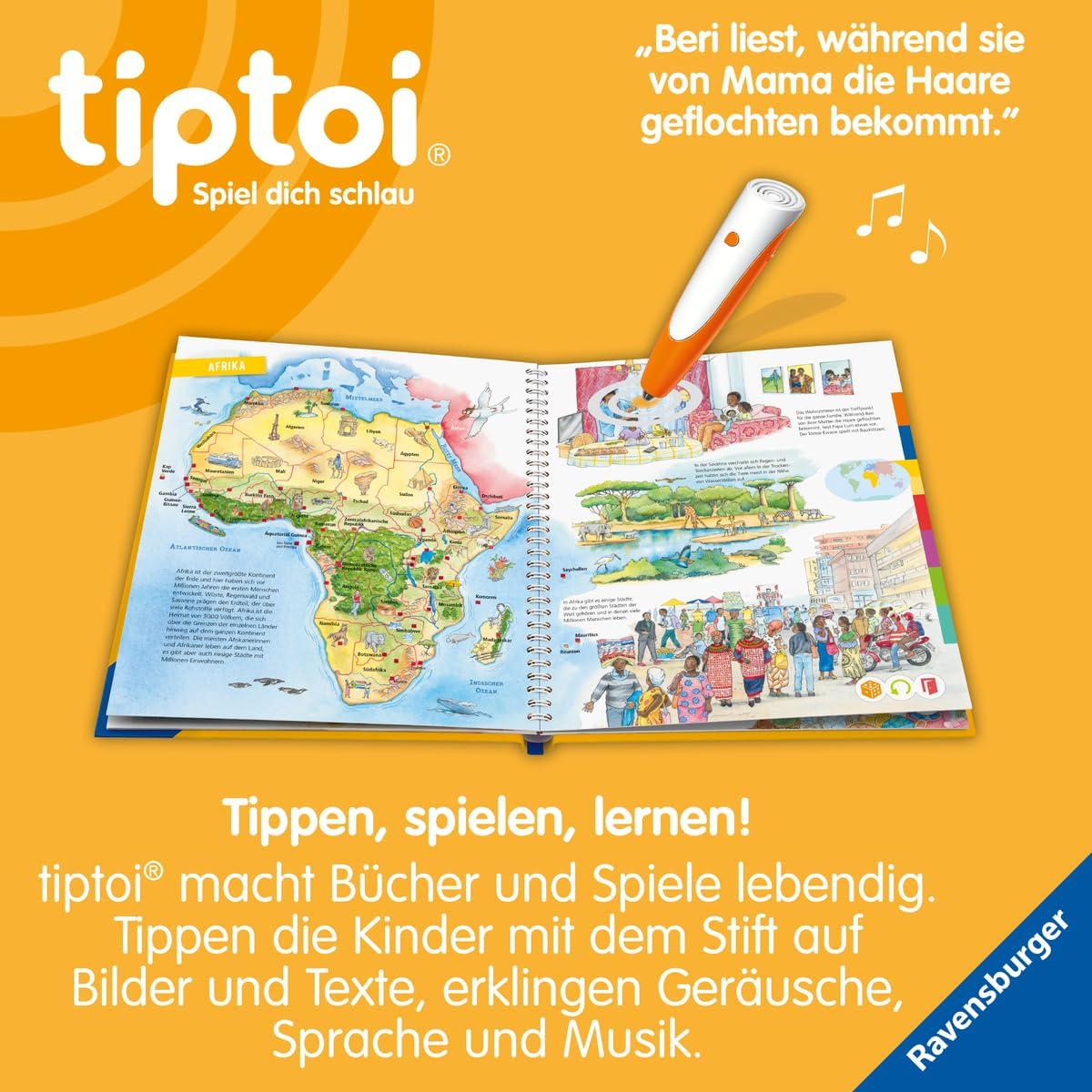 tiptoi Ravensburger Set: Weltatlas (Kinderbuch) + 00110 Stift mit Weltkarte, Lernspielzeug für Kinder ab 5 Jahre