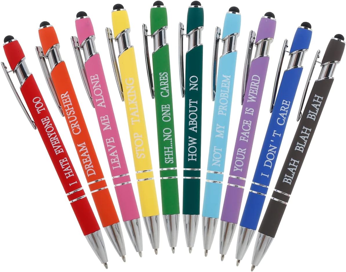HOTBEST 10 Pcs Funny Seven Days of The Week Pen Describing Mentality, Fun Ballpoint Pens Daily Pen Set, Weekday Vibes Glitter Pen Set (10pcs style 1)