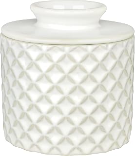 butter pot with water seal, ceramic butter holder, 8 oz (2 | French Butter Dish with Countertop Lid Keep Butter Soft and Spreadable, Butter Lover Gift, Oven Weave White