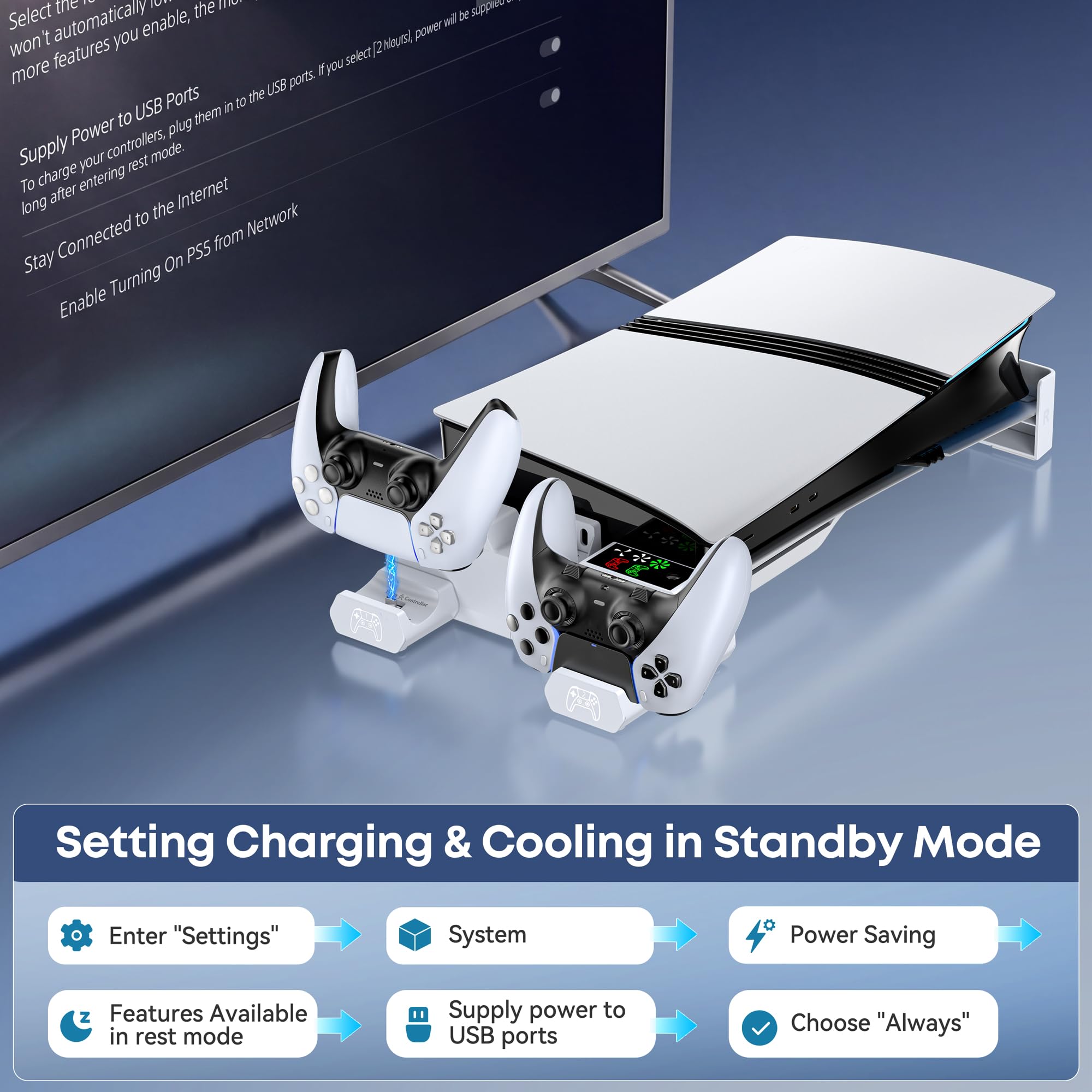Amazon.com: PS5/Slim/Pro Horizontal Stand with Cooling Fan