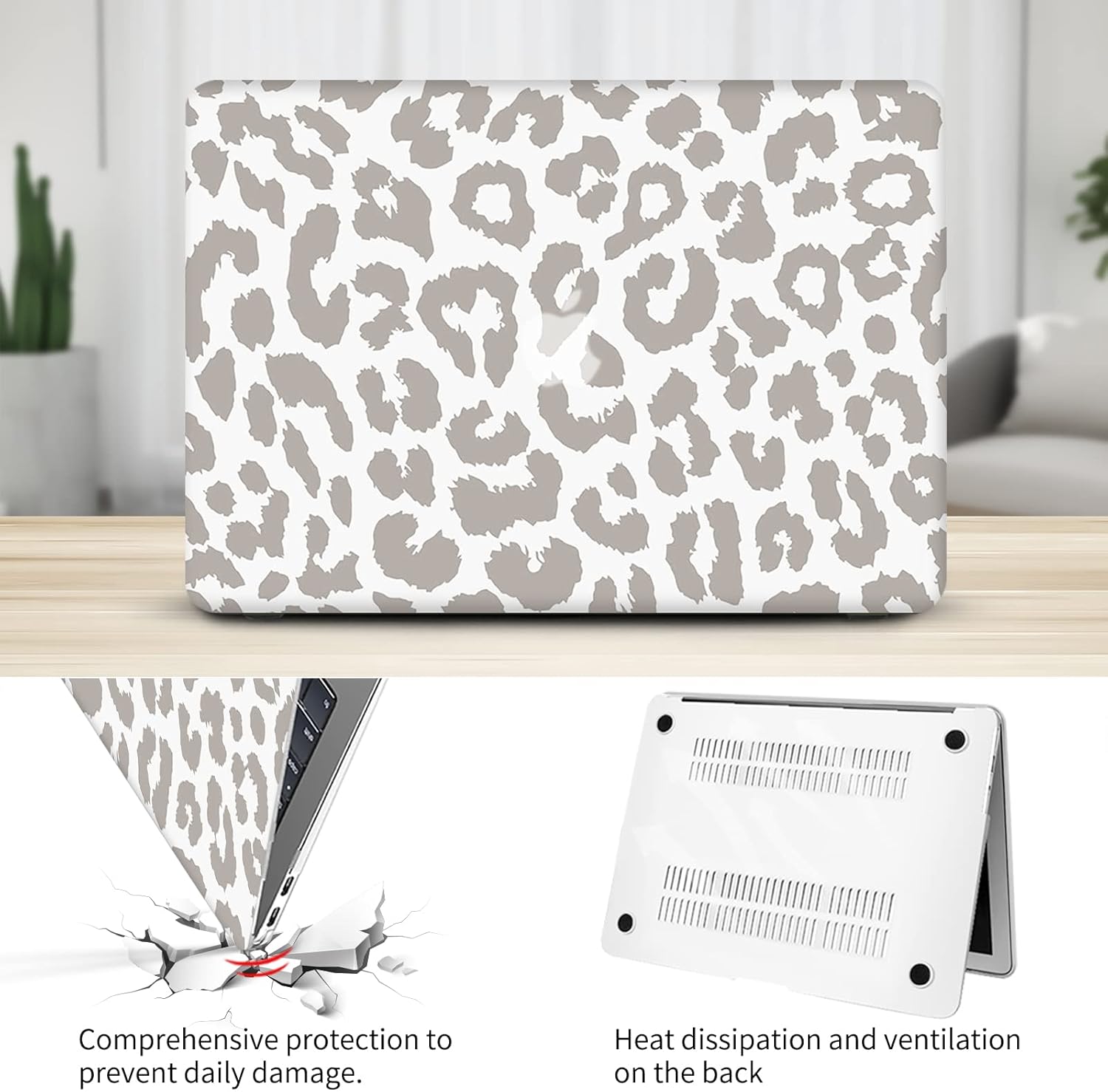 Seorsok Compatible with MacBook Air 13 Inch Model A1932 A2179 M1 A2337 Touch ID Release 2022 2021 2020 2019 2018 Plastic Hard Shell Case Protective Cover&Mouse Pad&Keyboard Cover,Leopard Print