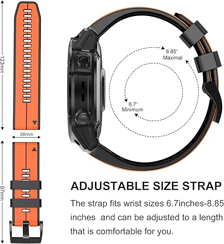 Miniatura 3 de MYSNBKN Correa compatible con Garmin Fenix 5x, correa de silicona de ajuste rápido de 1.024in para Fenix 5X Plus, Fenix 6X, Fenix 6X Pro, Fenix 7X,