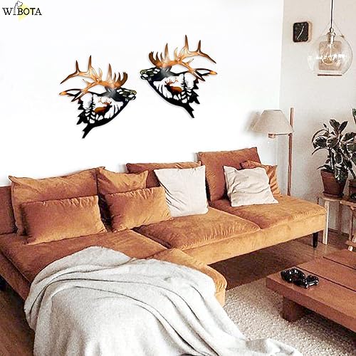 Miniatura 7 de WIBOTA Arte de pared de metal de alce  Decoración rústica de alce y ciervos para foto de cabina  Juego de 2, perfecto para decoración de Navidad