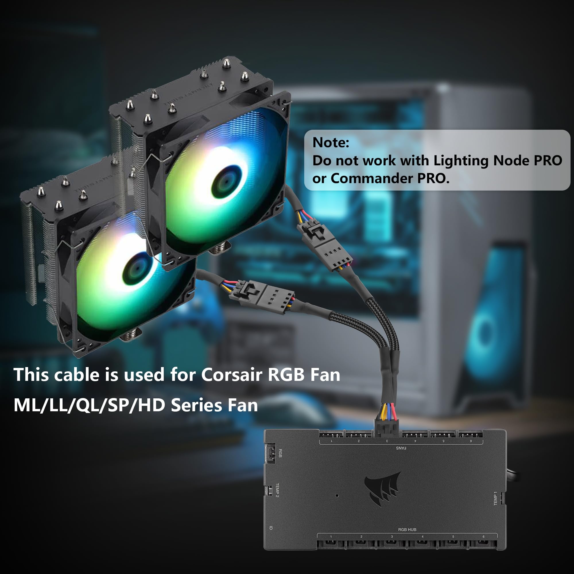 Cavo Convertitore RGB 4-pin To 3-pin - Per Ventole Corsair SP/HD/ML/LL/QL, 30cm - Foto 9