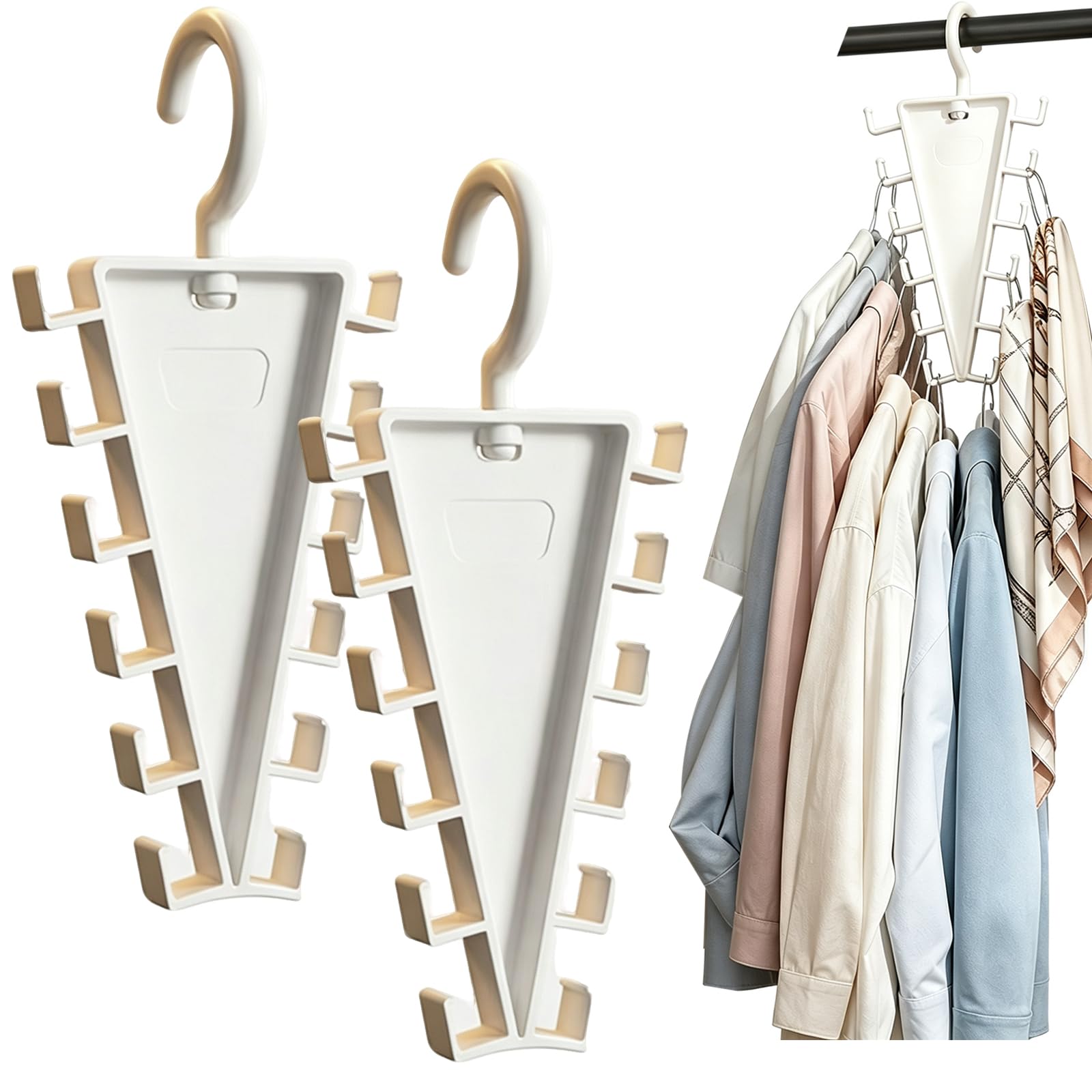 12-Hook V Shaped Double Sided Hanger Storage Rack Closet Organizer (2 Pcs)