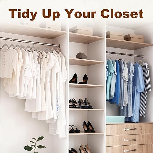 Miniatura 2 de HOUSE DAY Paquete de 60 perchas de plástico resistentes con almohadillas de goma y gancho de 360, delgadas de 0.2 pulgadas, ahorro de espacio, color