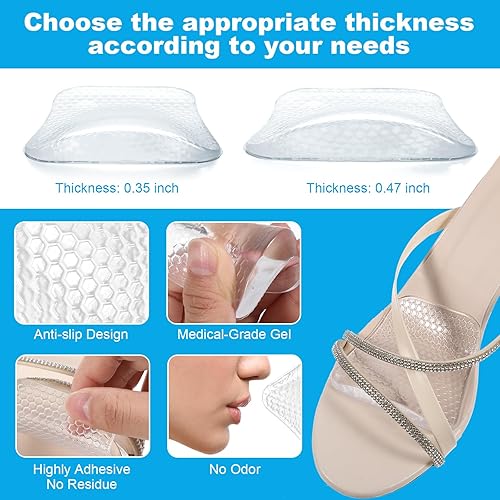 Miniatura 3 de Insertos de soporte de arco para pies planos, plantillas de arco antideslizantes para alivio de la fascitis plantar, insertos de arco de gel para