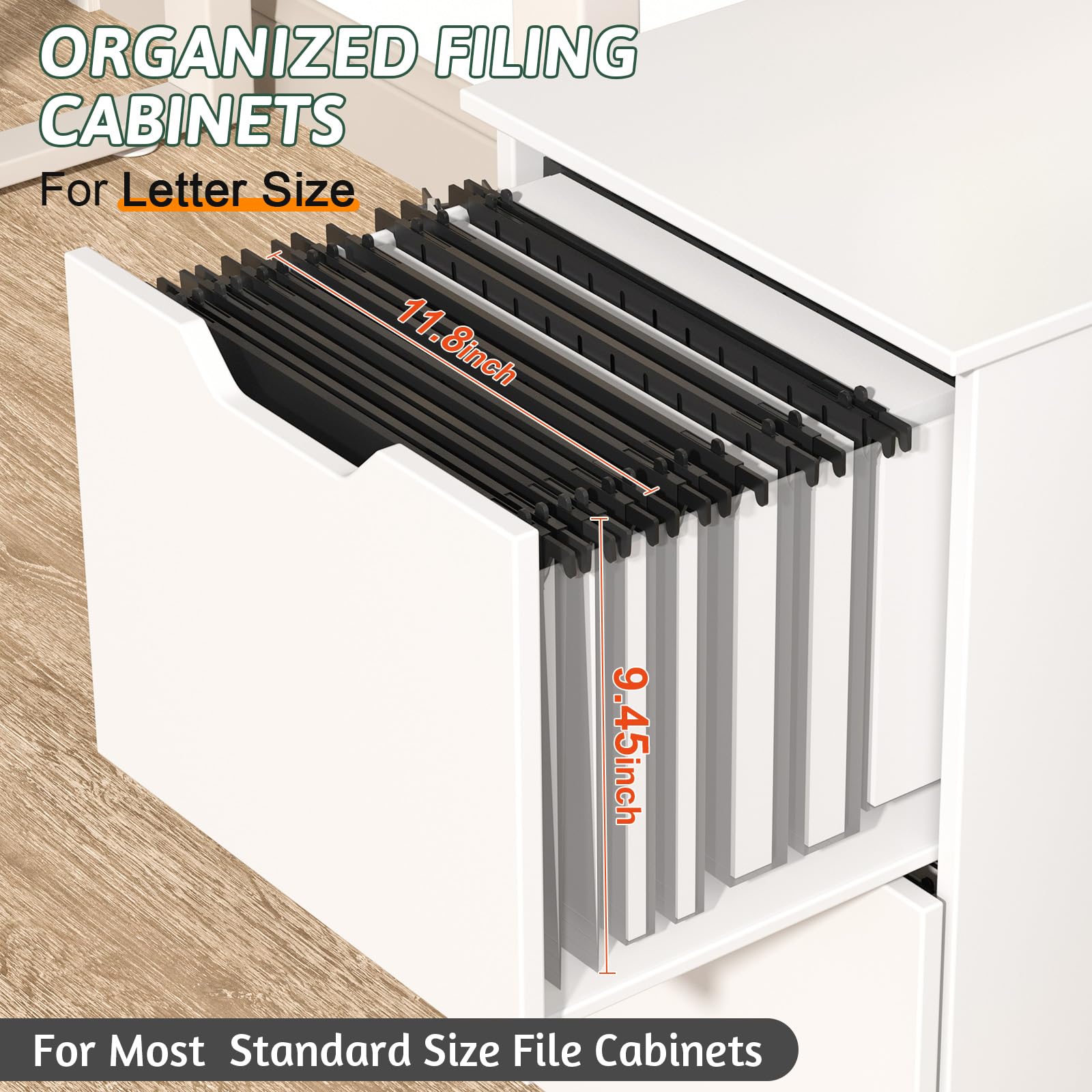 Carpetas colgantes de plástico tamaño carta, paquete de 12 carpetas colgantes reforzadas con expansión de 2 pulgadas, carpetas resistentes para archivadores, carpetas colgantes negras, carpetas