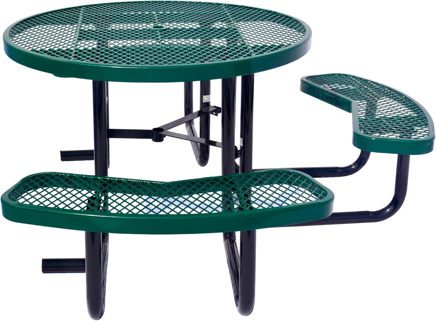 Heavy Duty Outdoor ADA Picnic Table, Expanded Metal, Wheelchair Accessible (Green, 46 Round)
