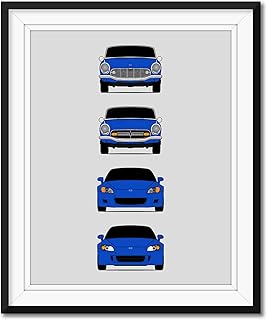 Honda S2000 Generations Inspired Poster Print Wall Art Handmade Decor of the History and Evolution of the Honda S2K (S600, S800, AP1, AP2) (Unframed)
