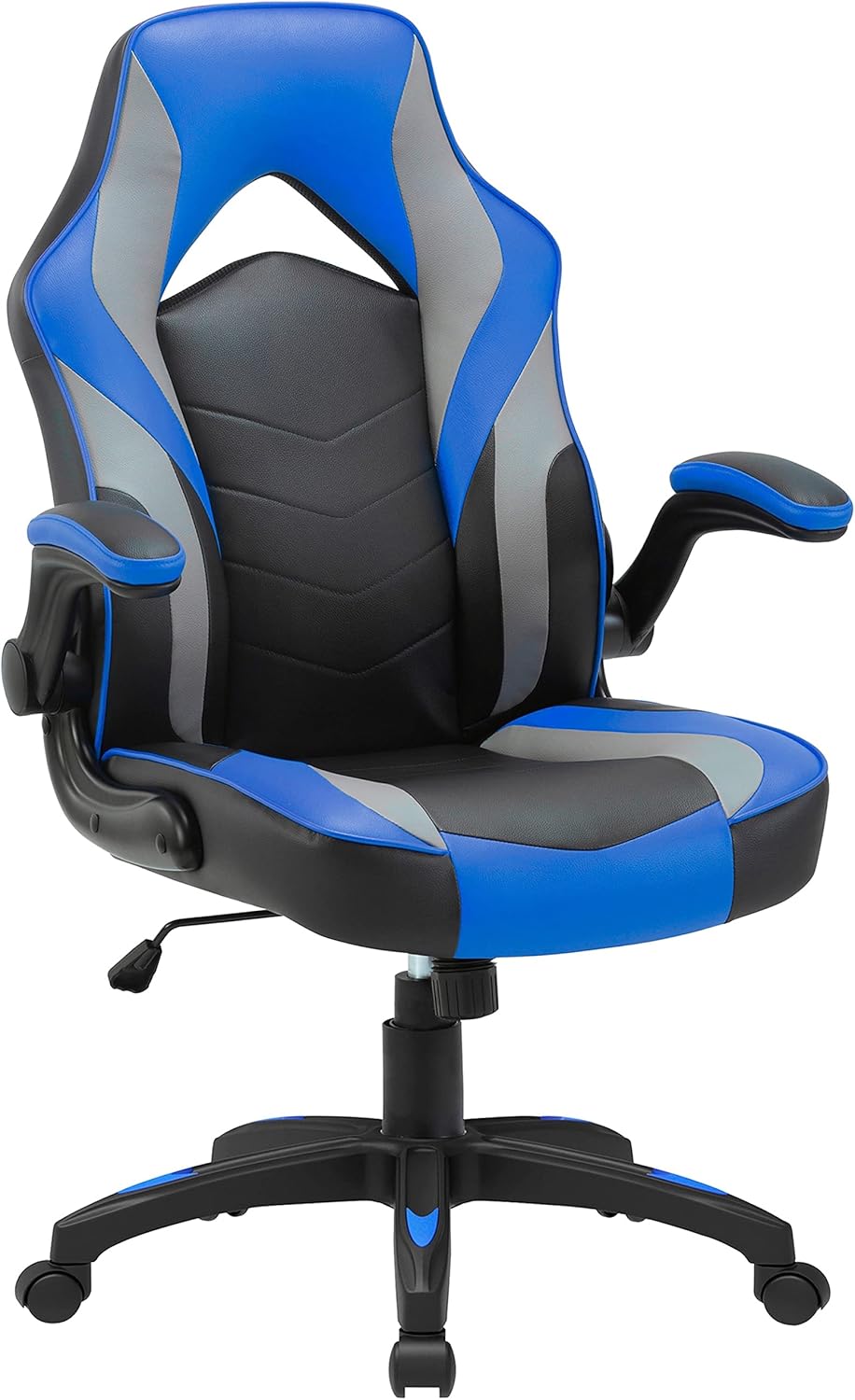 Lorell High-Back Gaming Chair, Blue and Black