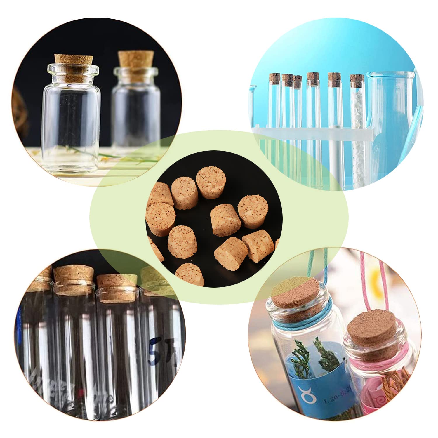200 Piezas Tapones de Corcho de Madera, Tapones de Corcho Cónicos, Corcho de Natural Tapones, Tapones de Cónicos Corcho, Utilizado Para Tubos de Ensayo, Botellas de Medicamentos, Botellas de Deseos