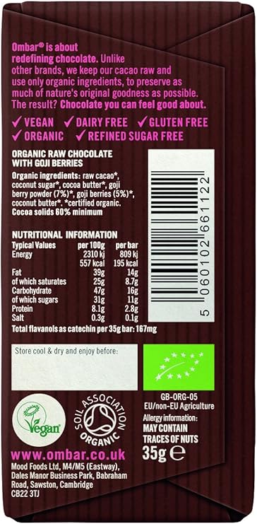 Ombar Organic Goji Berry 35g Pack Of 10 Amazon Co Uk Grocery Ombar Organic Goji Berry 35g Pack Of 10 Amazon Co Uk Grocery