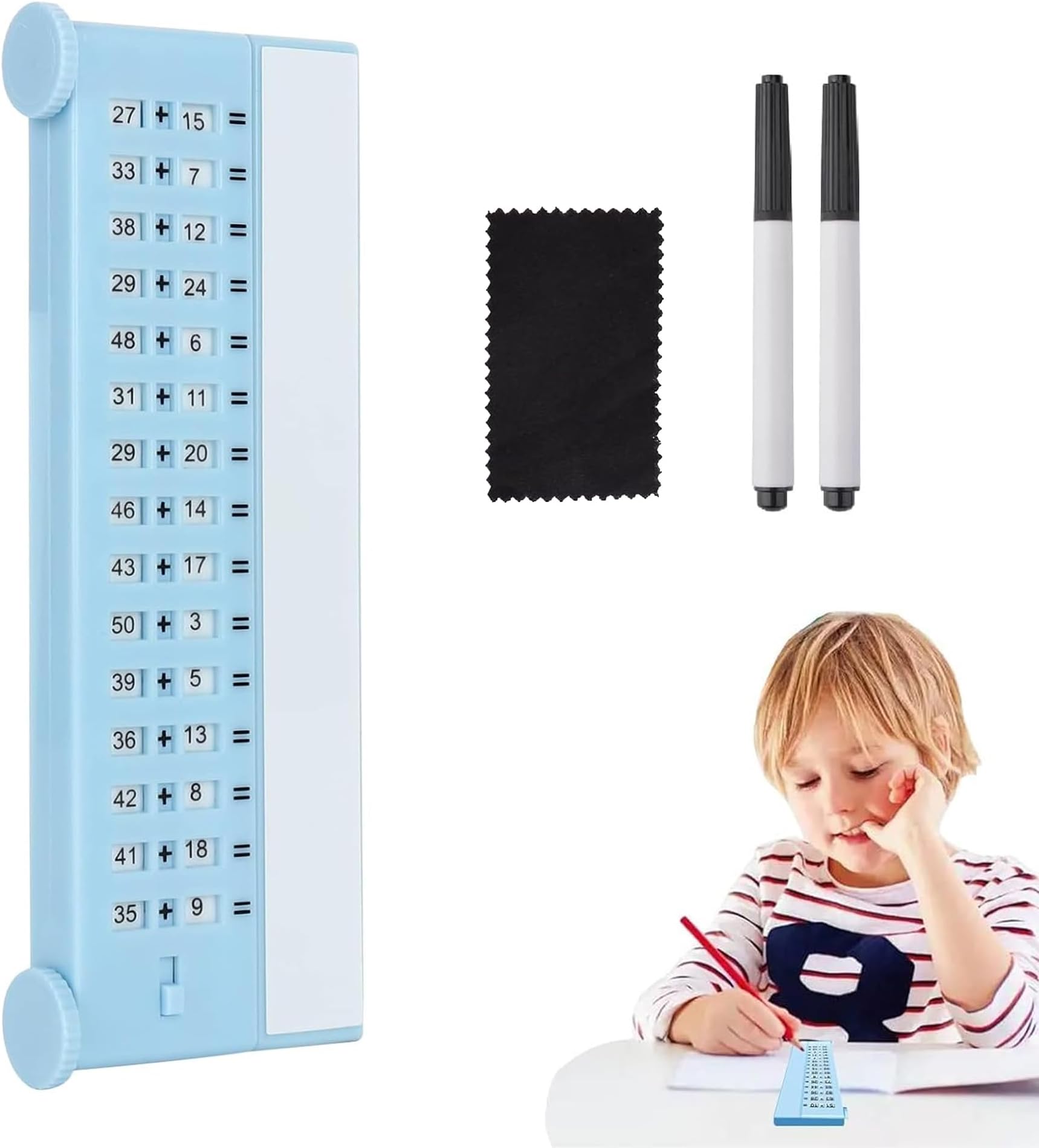 Kidology Children Practice Math Board - Learning Mathematics With Arithmetic Practice Chart For Kids Educational Times Table Math Chart Home Class School Supplies (Addition & Subtraction), Multicolor